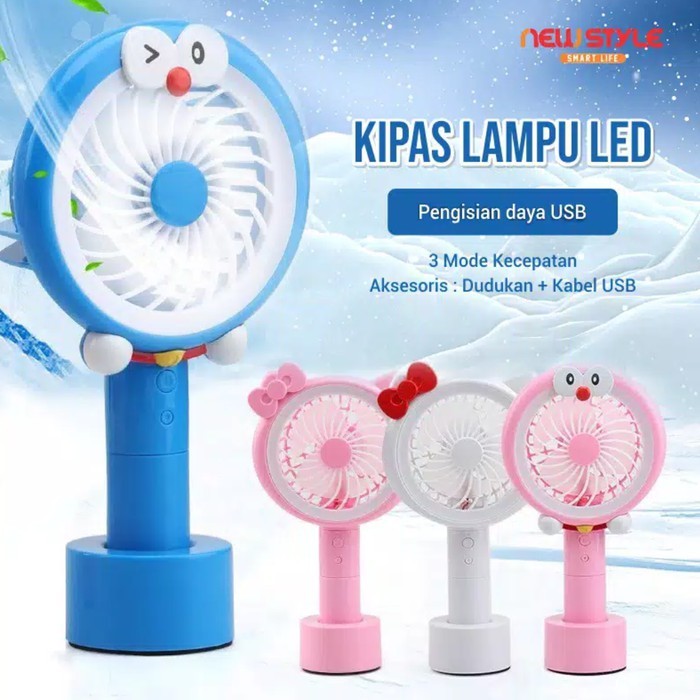 KIPAS KARAKTER DORAEMON / MINI FAN DORAEMON LED RIGHT/KIPAS PORTABEL MINI/KIPAS DORAEMON
