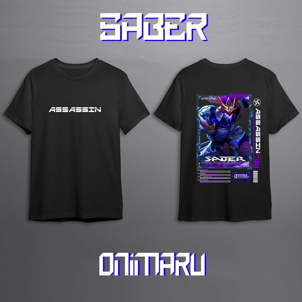 Kaos Pria Mobile Legend Hero SABER ASSASSIN Skin Keren//Kaos Mobile Legend//Kaos ML//Kaos Skin SABER