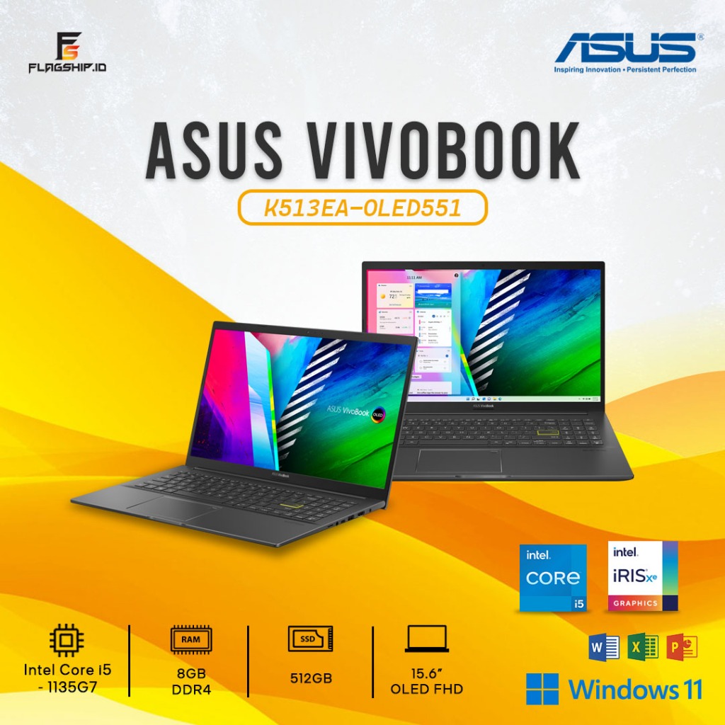 ASUS VIVOBOOK K513EA-OLED551 Core i5-1135G7 RAM 8GB 512GB SSD 15.6" FHD OLED WIN11