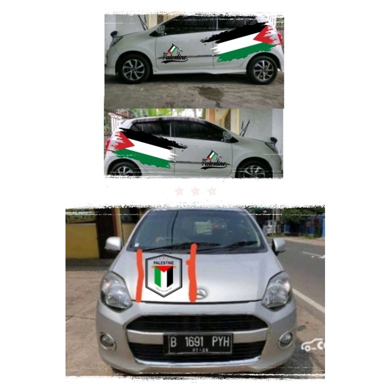 cutting sticker mobil Agya Ayla motif PALESTINA keren