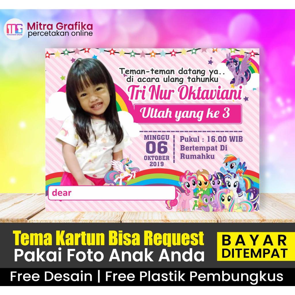 Kartu Undangan Ulang Tahun  anak perempuan  kuda Poni bisa Request -  undangan ultah tema unicorn  a
