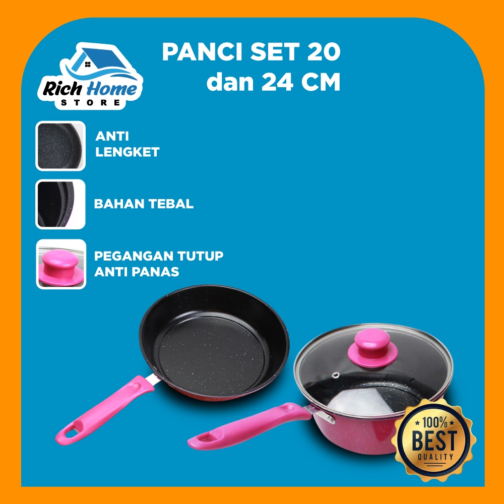 Rich Home/ Panci set/panci set lengkap anti lengket maxim/Panci susu/Panci/Wajan Teflon/Wajan Anti L