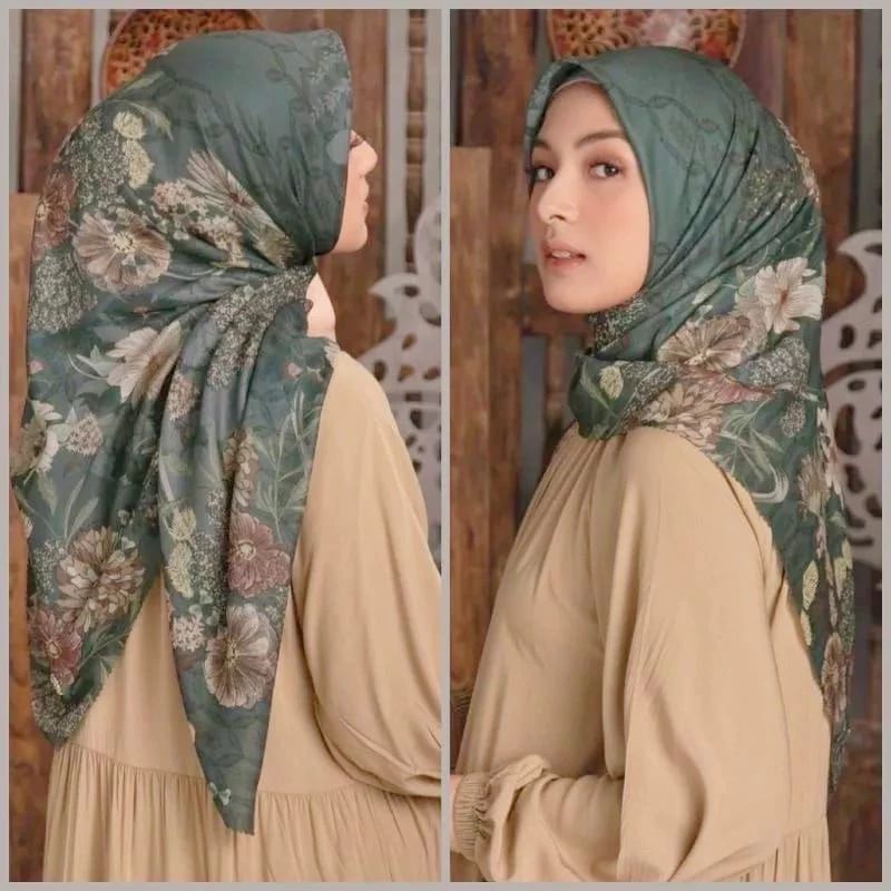 AZZAHRA-Hijab Voal Segi Empat Premium / Jilbab Motif Lasercut