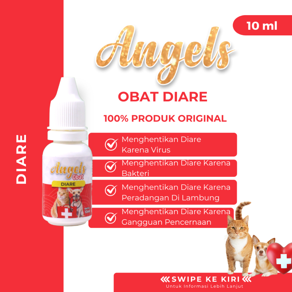 Angels Obat Diare Hewan 10ML Kucing Anjing Mencret Pencernaan Gastro