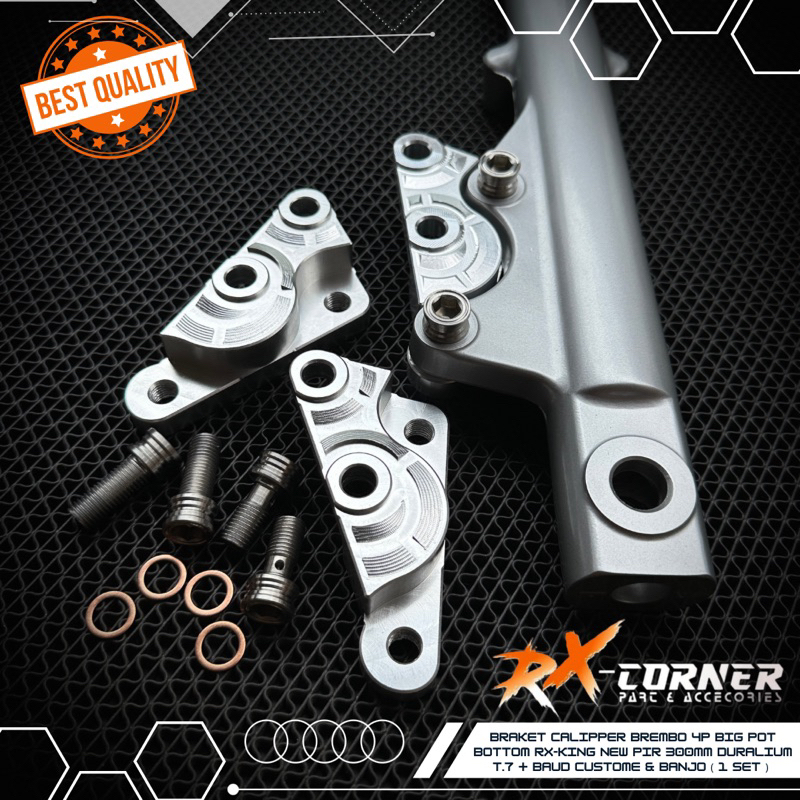 Briket Breket kaliper KTC,KYTACO,BREMBO 4piston disk 300mm pnp shock RX-KING NEW ( Bahan Terbaik )