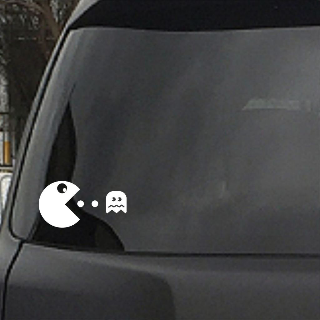 cutting sticker mobil pacman / sticker kaca belakang mobil / stiker mobil variasi keren