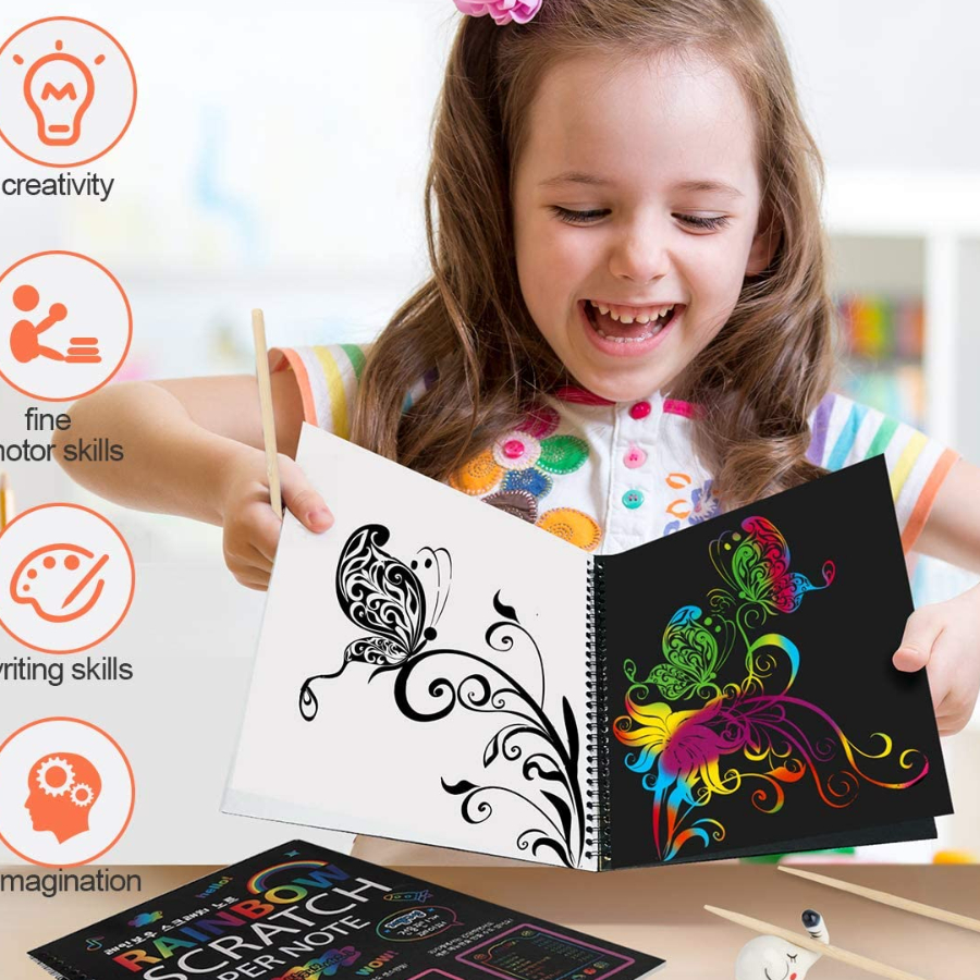 

☇✯✱ Magic Color Rainbow Scratch Paper Note book 19X26cm Harga Murah