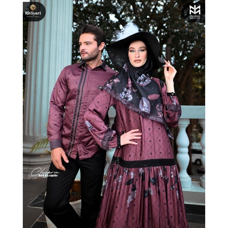 [RITZ SYARI] SET COUPLE SYARI / GAMIS SYARI TERBARU / DRESS SET PRINTING " CHOPRA SET " BY RITZ SYAR