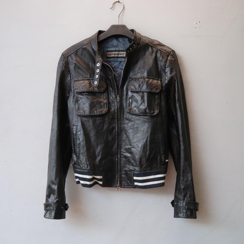 Jaket kulit cewek bomber slim motor biker Pl bekas preloved second