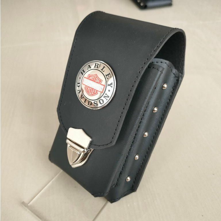 Dompet Sarung hp kulit logo harley bulat