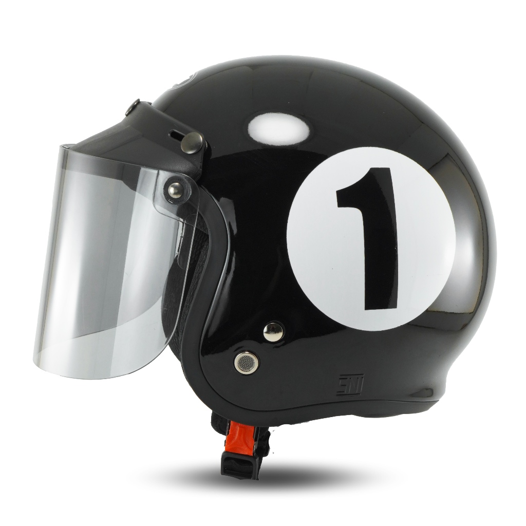 	 Helm Bogo Retro Dewasa Full Leher Motif Angka SNI	