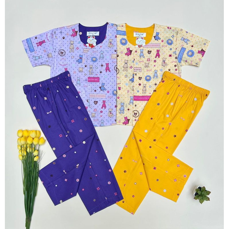 NIQTA KUMA CHAN / PIYAMA NIQTA / PIYAMA COUPLE / PIYAMA KATUN / PIYAMA IBU DAN ANAK / BAJU TIDUR NYA