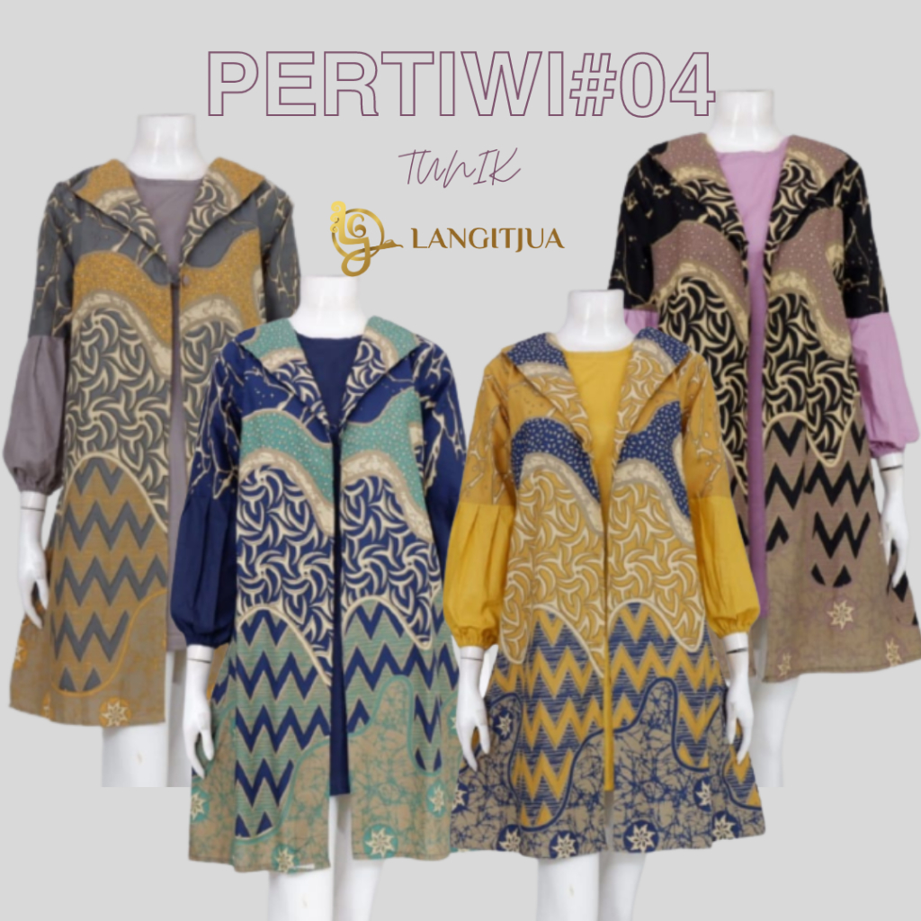 TUNIK PERTIWI 04 - ATASAN BATIK ABSTRAK SEMI CARDIGAN BAJU KERJA