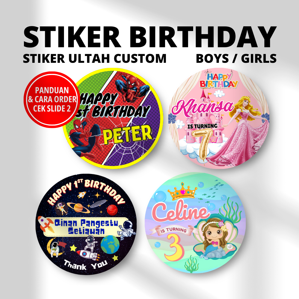 

STIKER BULAT ULANG TAHUN / BIRTHDAY / KIDS / BOYS / GIRLS (A3) | SUN PRINTING