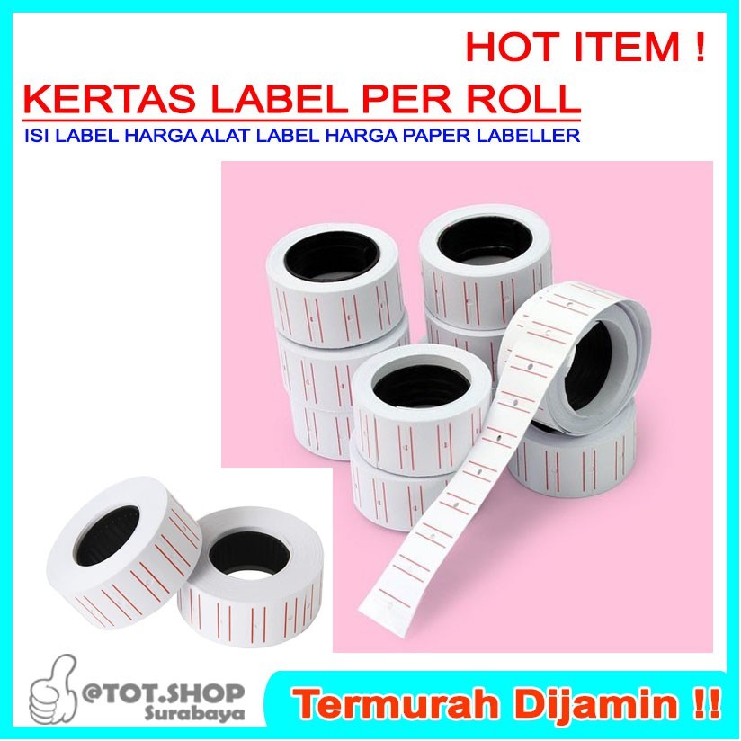 

[10 ROLL] 1 Baris / 2 Baris Reffil Isi Label Harga Alat Price 1 Slop Labeller Refill Kertas Stiker Tempelan Harga Barang Expired Date