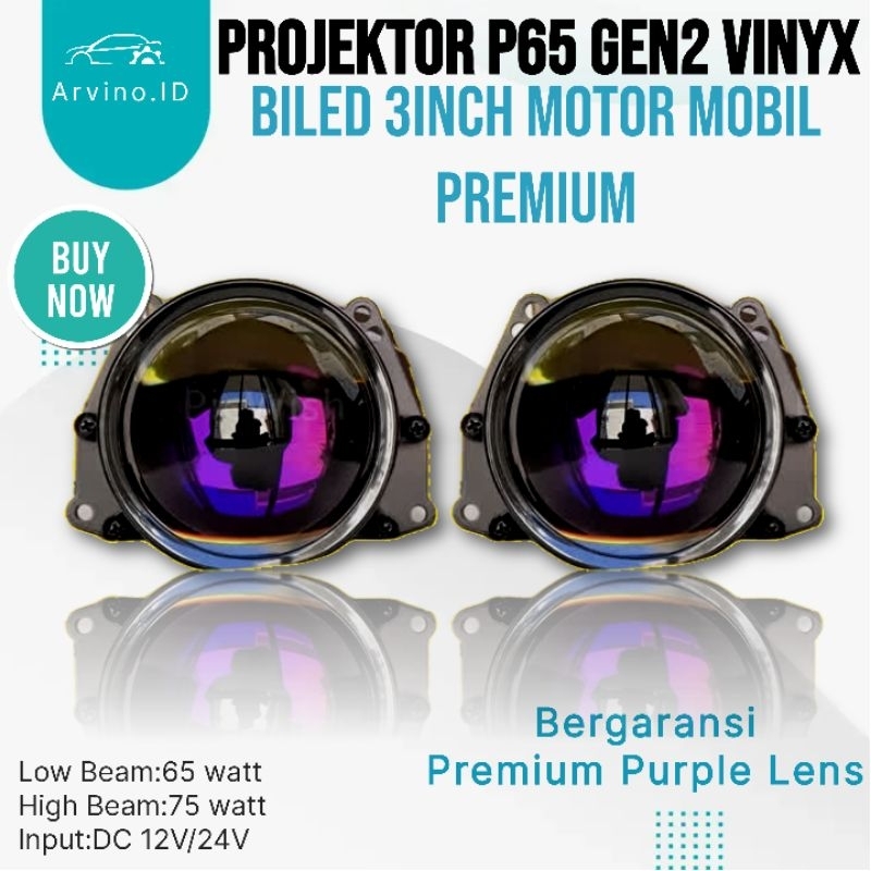Lampu LED Projector Projie BiLED 3 Inch Mobil Motor Vinyx P65 - Vinyx P65