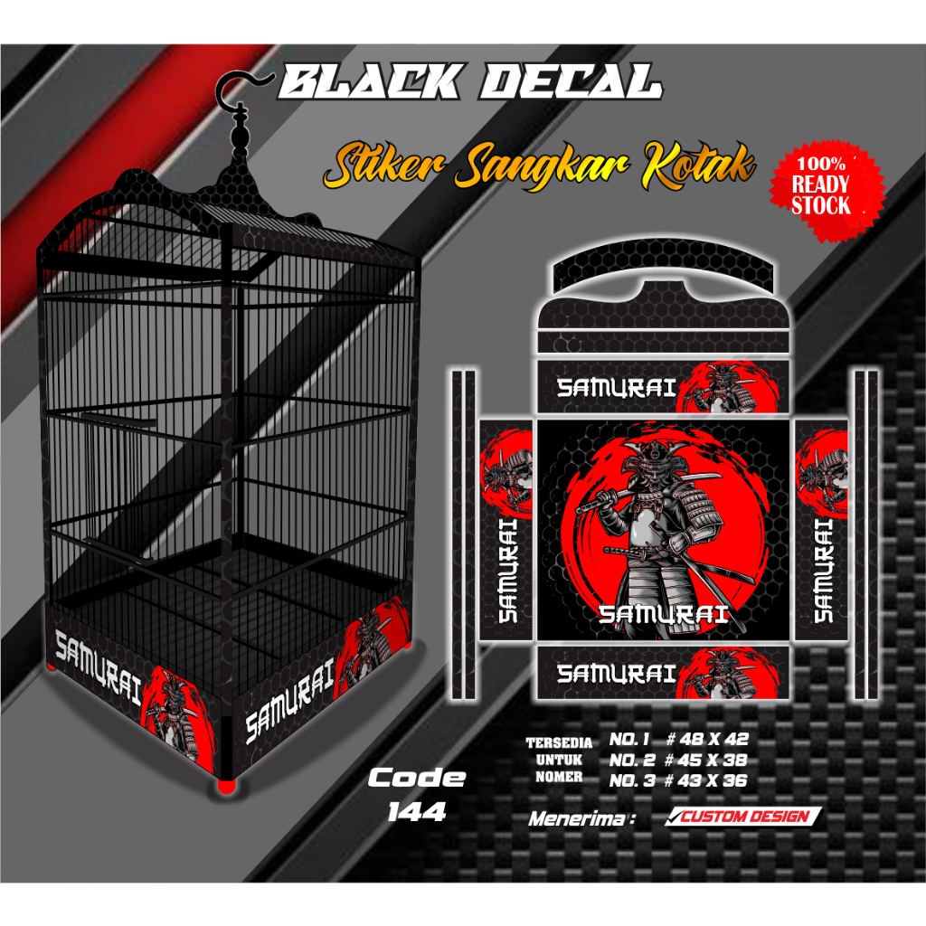 Sticker Stiker Decal Sangkar Kotak Radja Motif Samurai No 1 2 3
