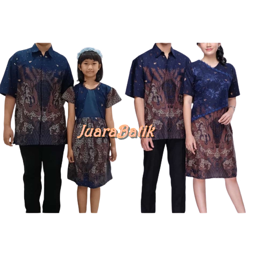 SERAGAM FAMILY BATIK BIRU BROKAT COUPLE KELUARGA BIRU BATIK FAMILY BIRU SERAGAM DRESS BATIK KELUARGA