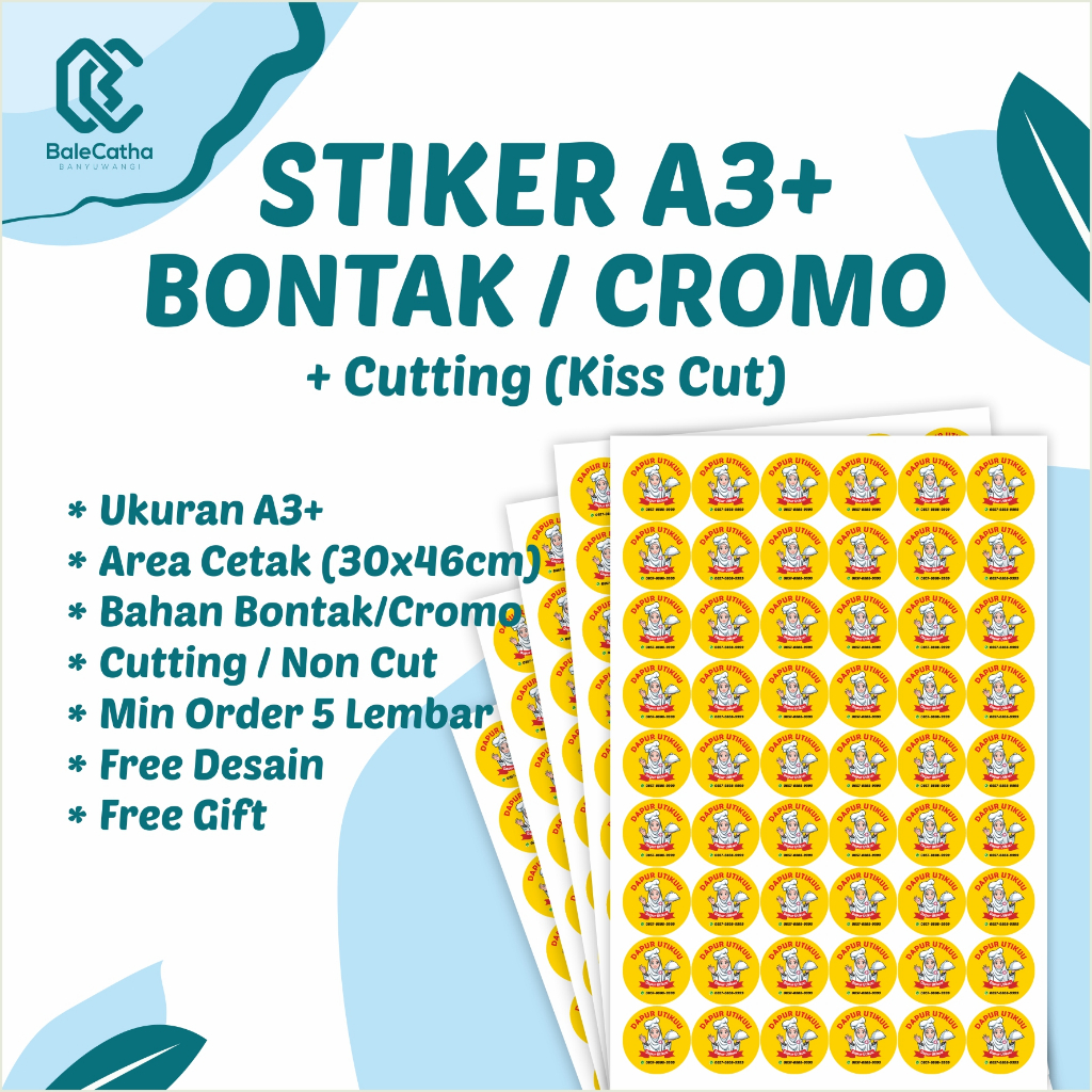 

CETAK STIKER/LABEL BONTAK/CROMO A3+ | + Cutting (Kiss Cut) | Free Desain