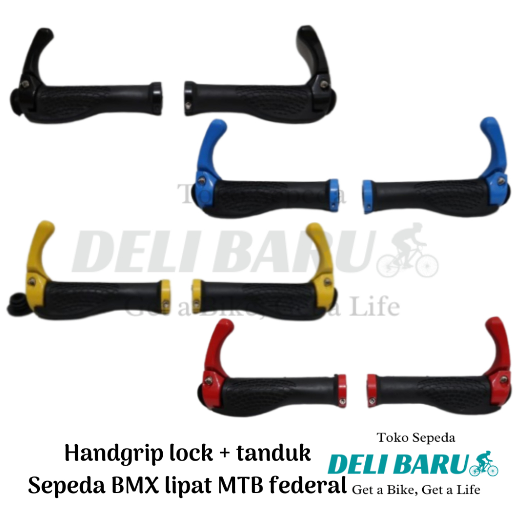 Hand grip + tanduk sarung stang lock hamfat hanpad sepeda BMX MTB federal lipat mini fixie minion