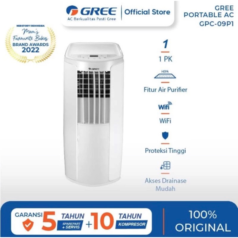 Gree AC Portabel 1 PK GPC09P2- R290 Garansi Resmi - AC Portabel