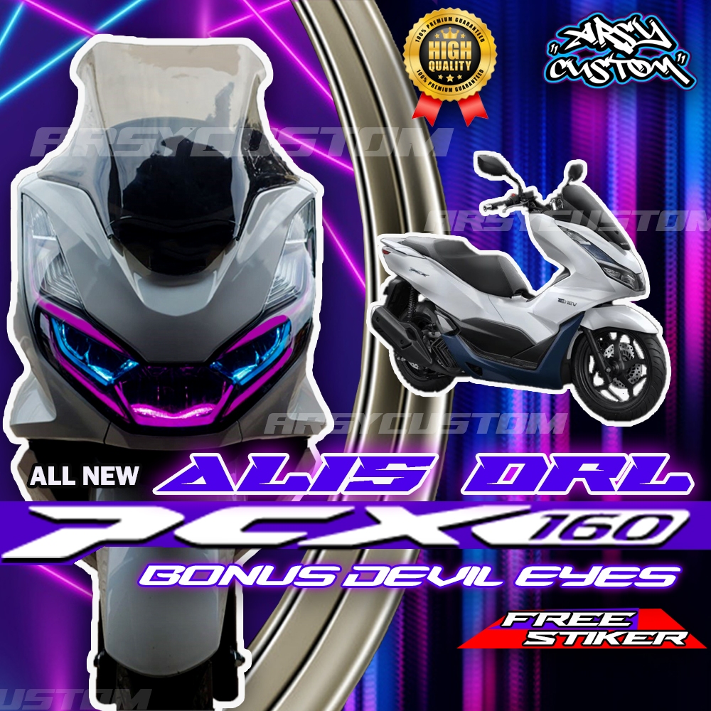 Lampu Alis PCX 160 New 2020 2021 2022 2023 Bonus Lampu Devil Eyes Lampu Variasi Depan Motor