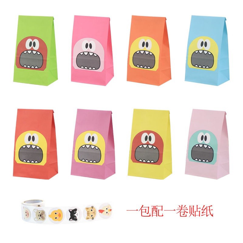 

(16 pcs) Paper Bag/Goodie Bag/Kantong Snack Ulang Tahun Motif Kartun Free Sticker • Cciyl.Wear •