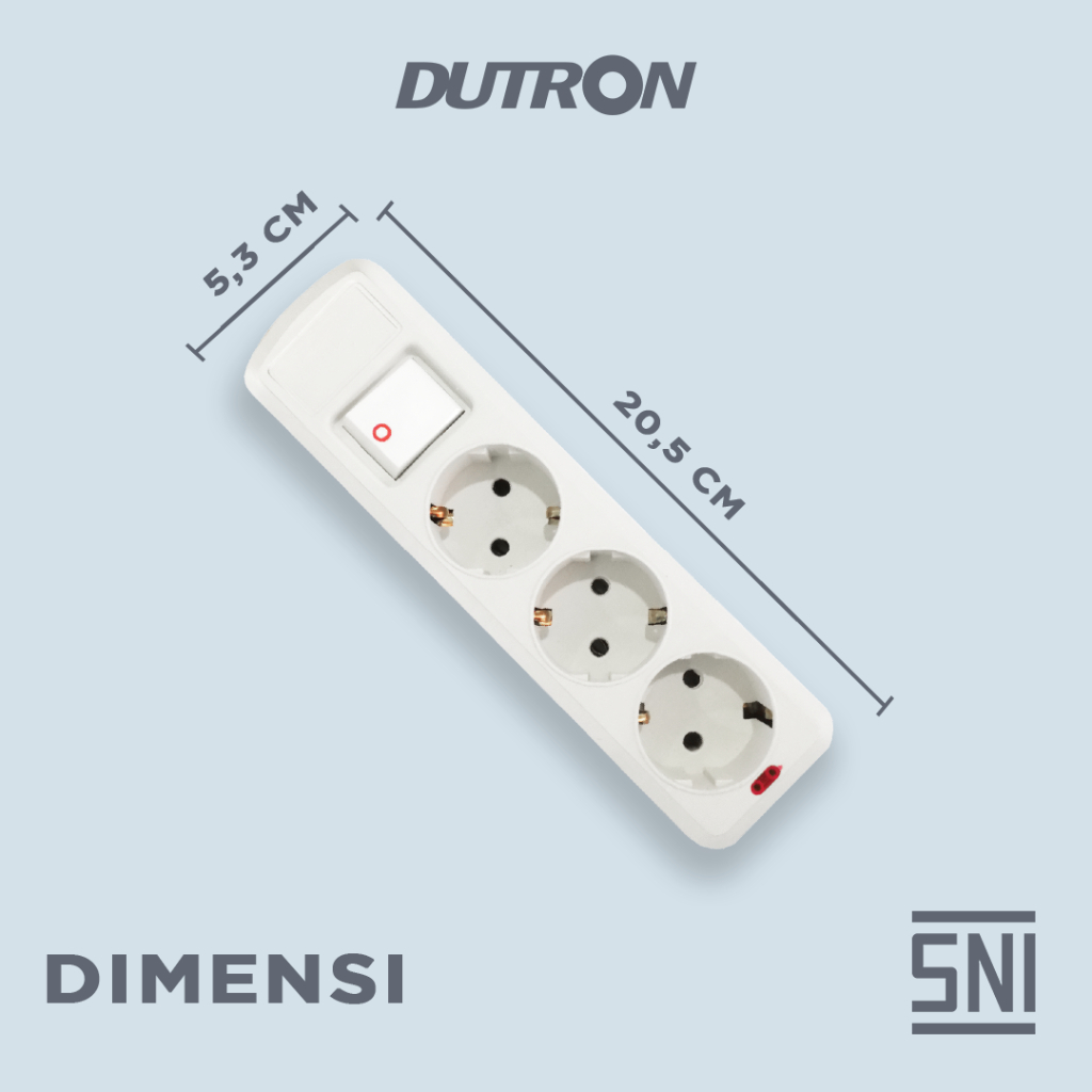 Dutron Stop kontak 3/4/5 Lubang + Saklar DV SKS  SNI Tanpa Kabel