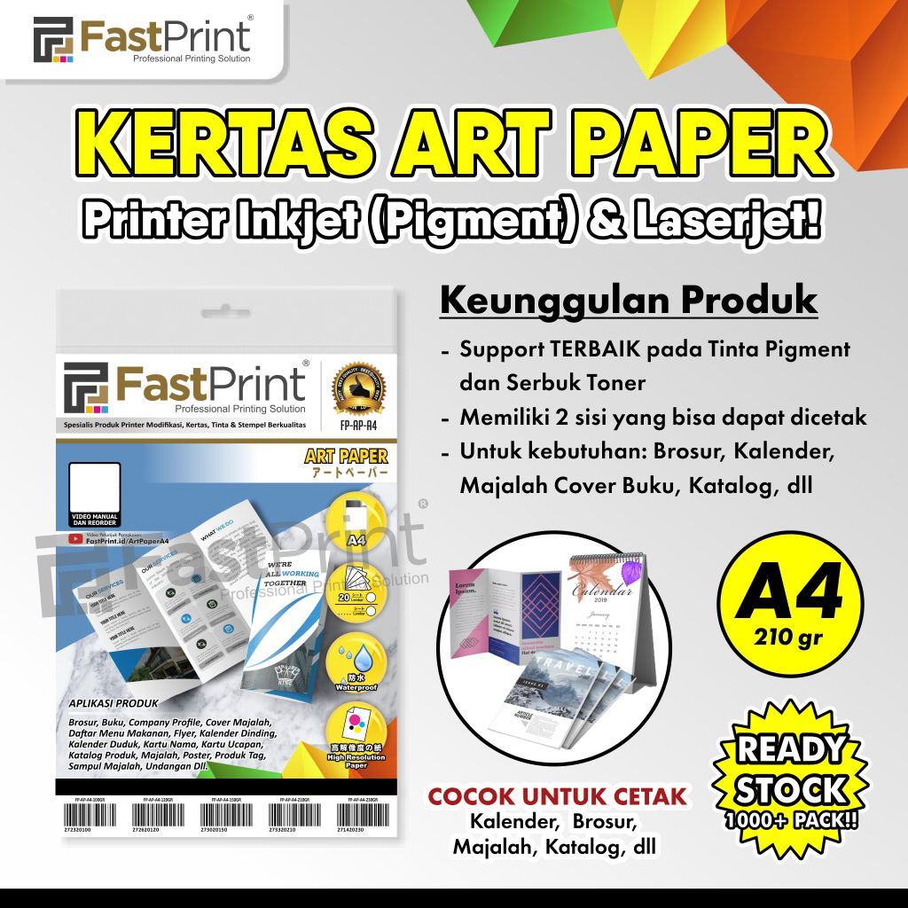 

Fast Print Kertas Art Paper Glossy Kertas Brosur A4 210 Gram