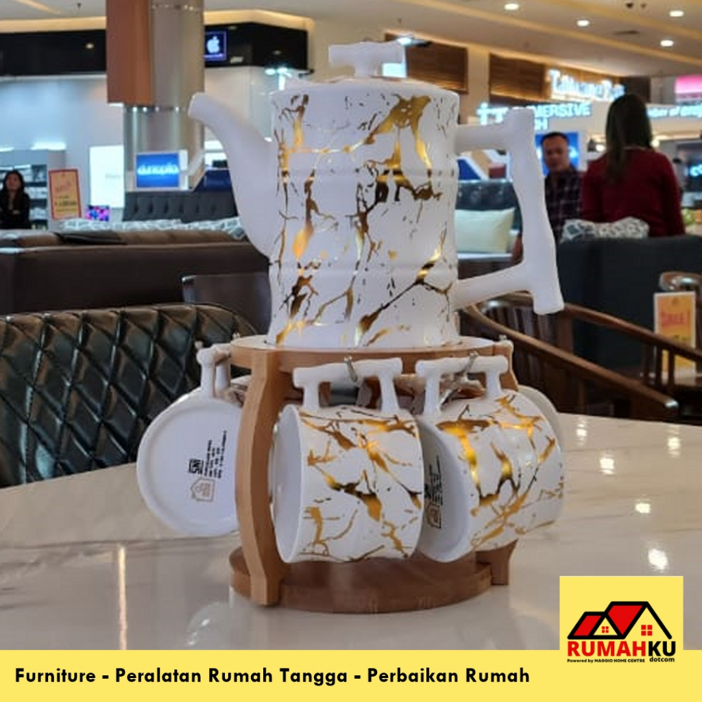 GELAS KERAMIK PREMIUM - TEKO MINUM KERAMIK -  TEA POT  KERAMIK - SET TEH KERAMIK - TEKO KLASIK MOTIF