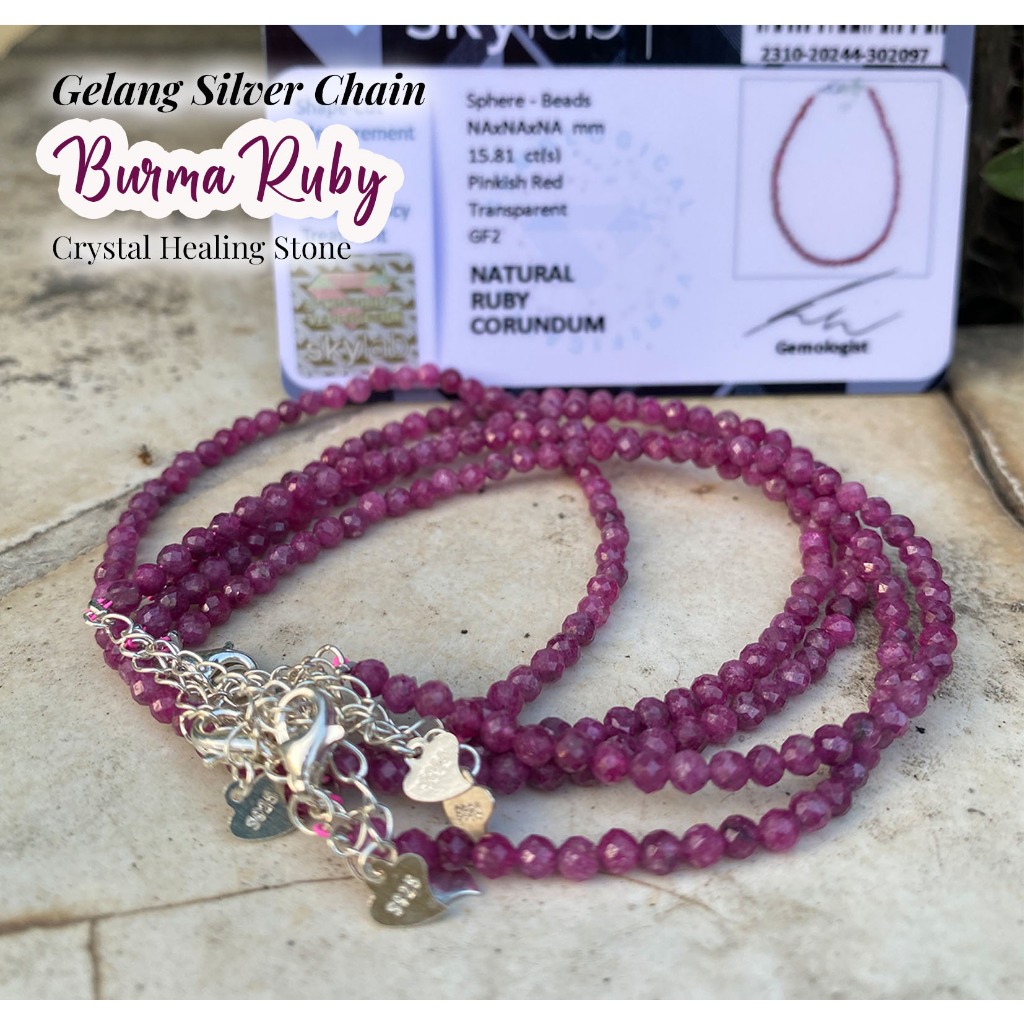 Gelang Silver Chain Burma Ruby (GBP776)