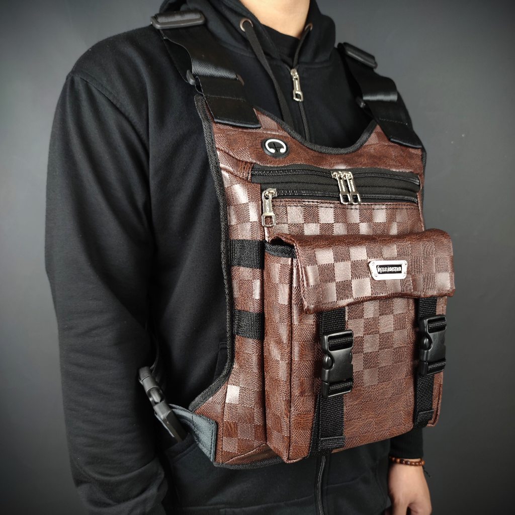 Tas Dada Jumbo Bahan Kulit PU POLO AMSTAR Tas Selempang Dada Tas Rompi