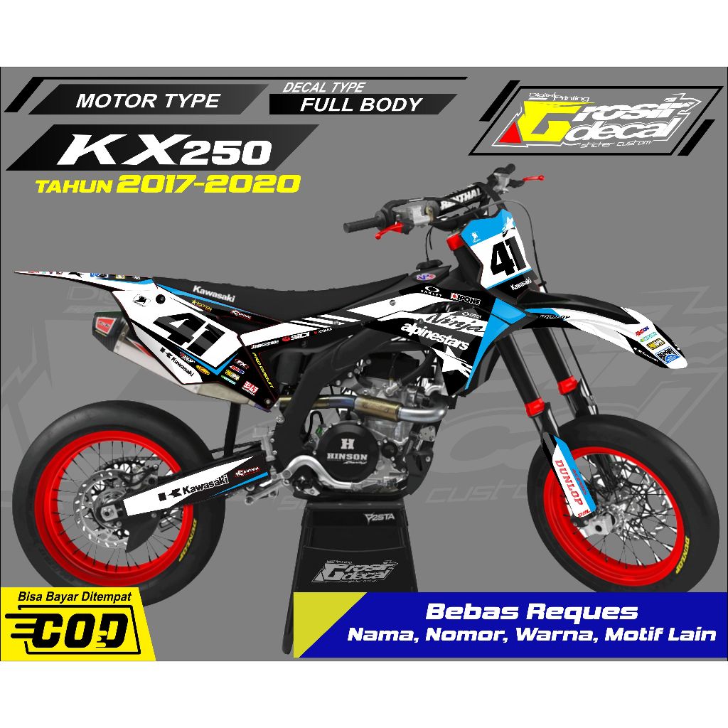 Sticker Stiker KX 250 2017 - 2020 Full Body Free Custom