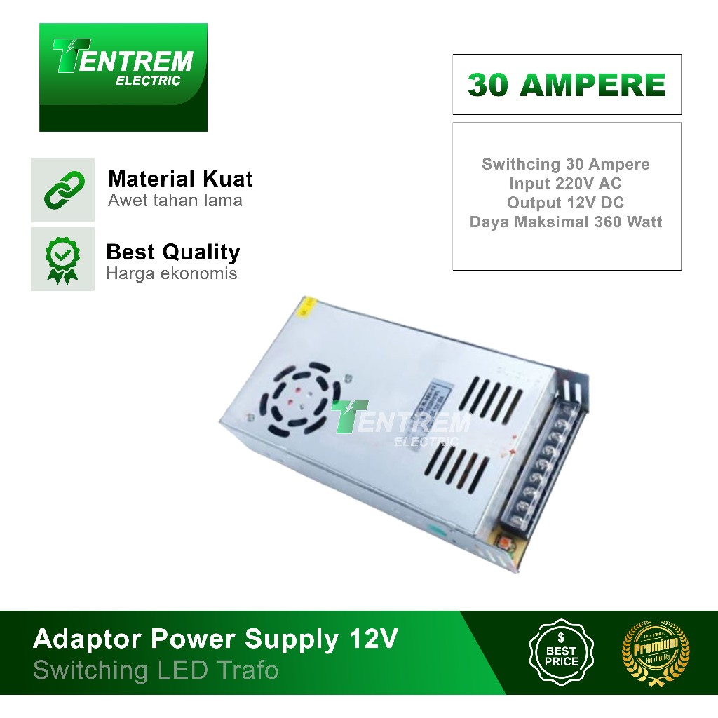 Adaptor Power Supply 12V 30A Switching LED Trafo 30 Ampere