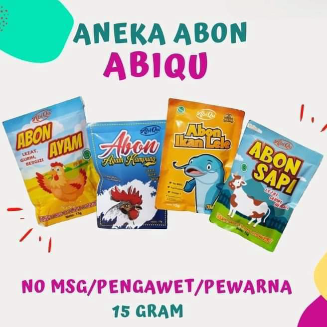 

Ready Abon Sapi Abiqu Abon Bayi Kemasan Sachet 15 gram Non MSG Abon Bayi Abon Sehat Penambah NAfsu Makan Cemilan Mpasi BB Booster Abon penambah Berat Badan Tanpa Pengawet Tanpa MSG Ready