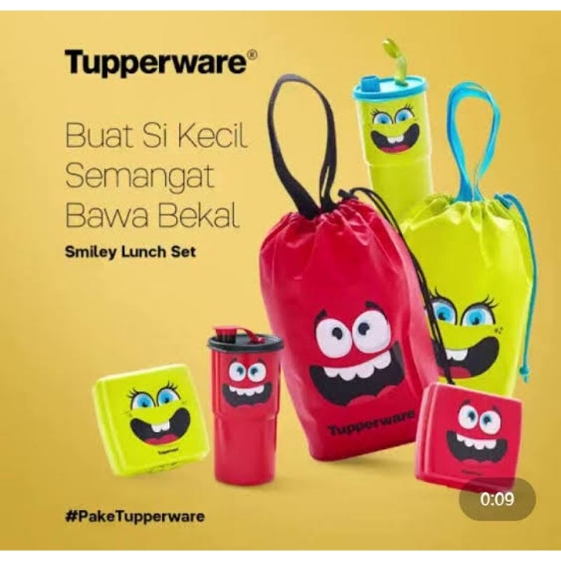 FREE RANDOM | Smiley Lunch Set Tupperware