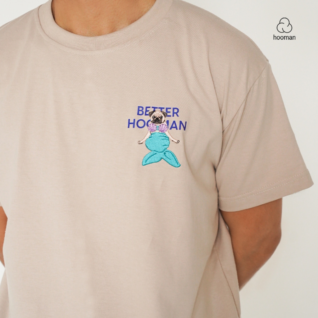 HOOMAN T-Shirt Hooman Pug Mermaid in Light Brown (Limited Edition)