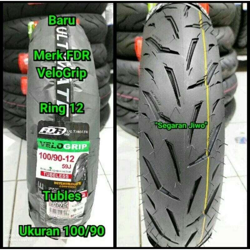 Ban Tubles motor matic ring 12 ukuran 100/90 merk FDR velo grip ban depan honda scoopy