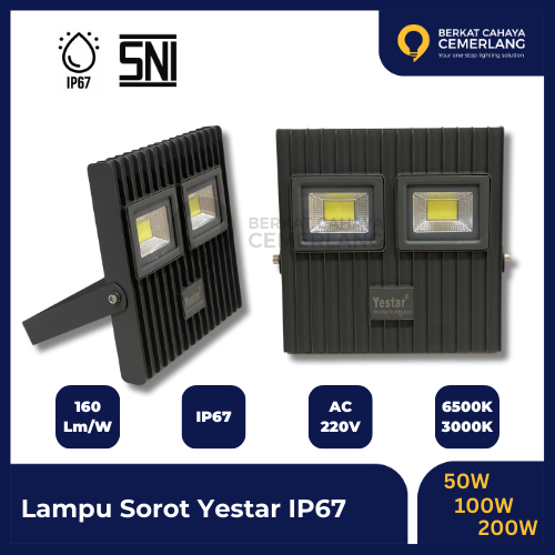 Lampu Sorot Yestar IP67 Anti Petir 50W 100W 200W High Lumen Tinggi