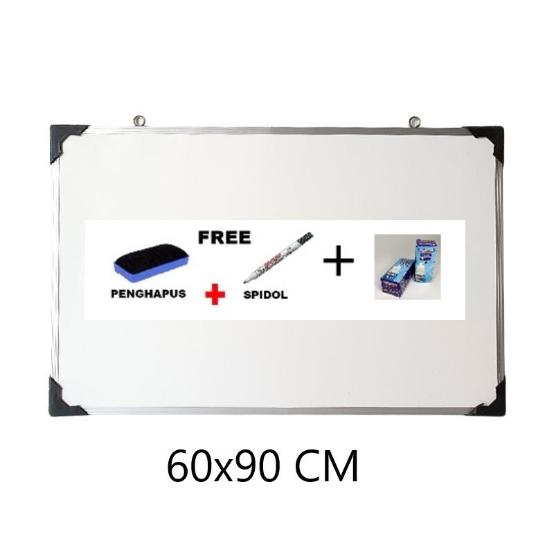 

Papan Tulis Lengkap Ukuran Besar 60x90 CM Free Spidol + Penghapus + Tinta