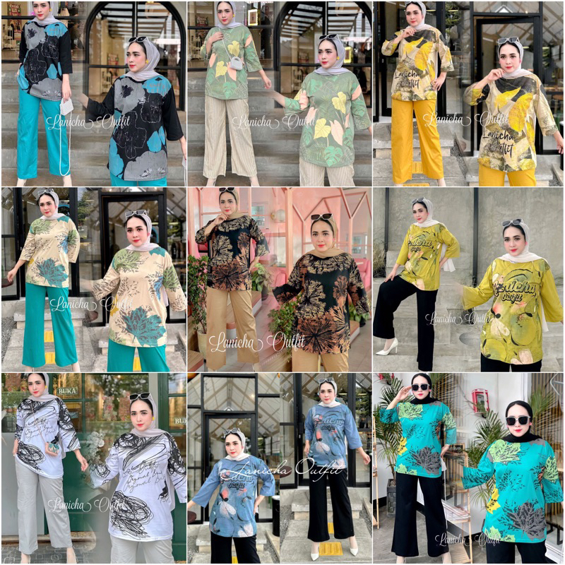 HC - Setelan Kekinian. Bahan Kaos combed super Adem LANICHA OUTFIT. ONE SET KAOS PREMIUM LANICHA. ST
