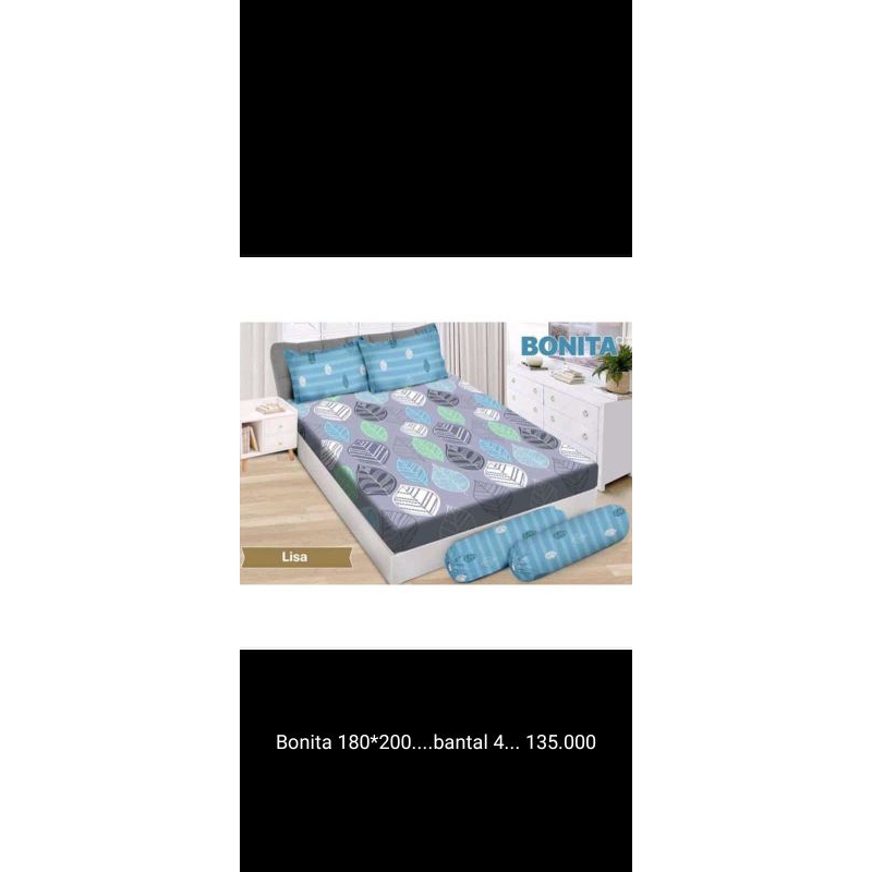 sprei bonita biru abu size 180*200 bantal 4