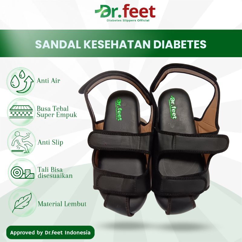 Sandal Diabetes Dr.feet Sandal Diabetes Black Back Strap Sandal Kesehatan Pelindung Kaki Diabetes