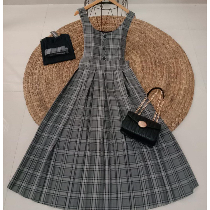 Promo ✅ SET OVERALL KOTAK GRATIS INNER // OVERALL KOTAK ZARA// OVERALL WANITA KEKINIAN PREMIUM