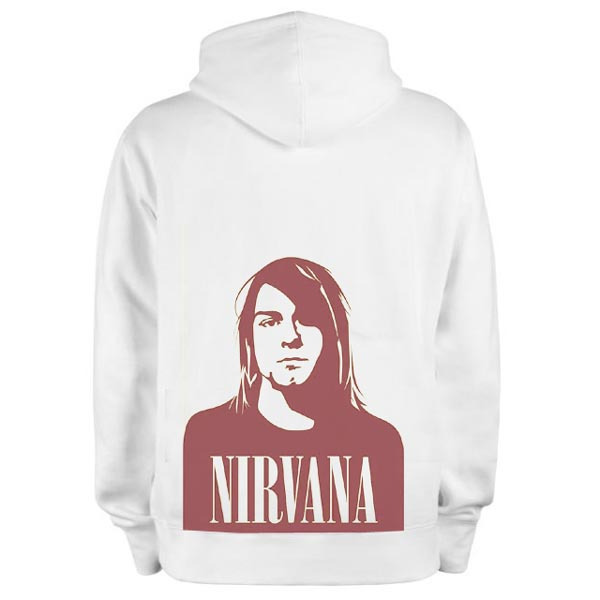 Jaket White Hoodie Kurt Cobain Nirvana Hoodie Sweater Bahan Cotton Fleece