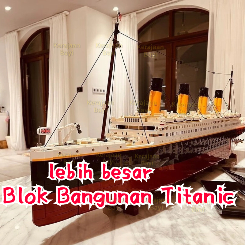 Ready✨Mini Bricks Model Titanic Cruise Ship Model Boat DIY Building Blocks Bricks with Lamp Kit Kids