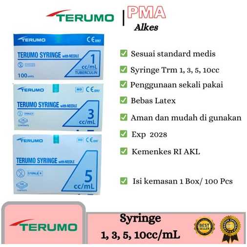 Spuit Terumo With Needle 1cc, 3cc, 5cc, 10cc/ml Terumo Harga/Box