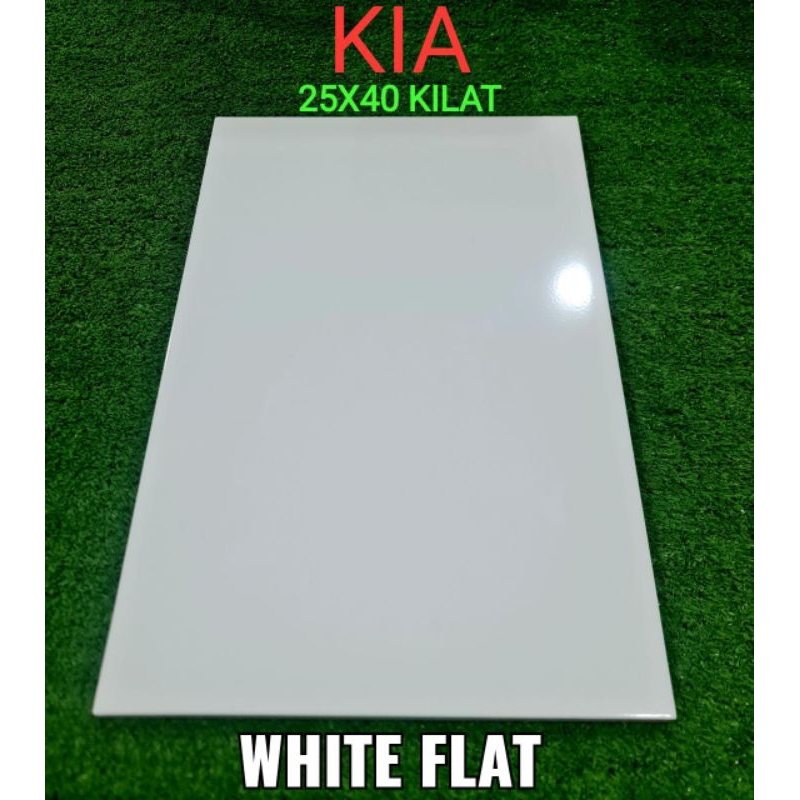 25X40 KIA KW B WHITE FLAT PUTIH POLOS KERAMIK LANTAI DINDING KAMAR MANDI KILAT GLOSSY