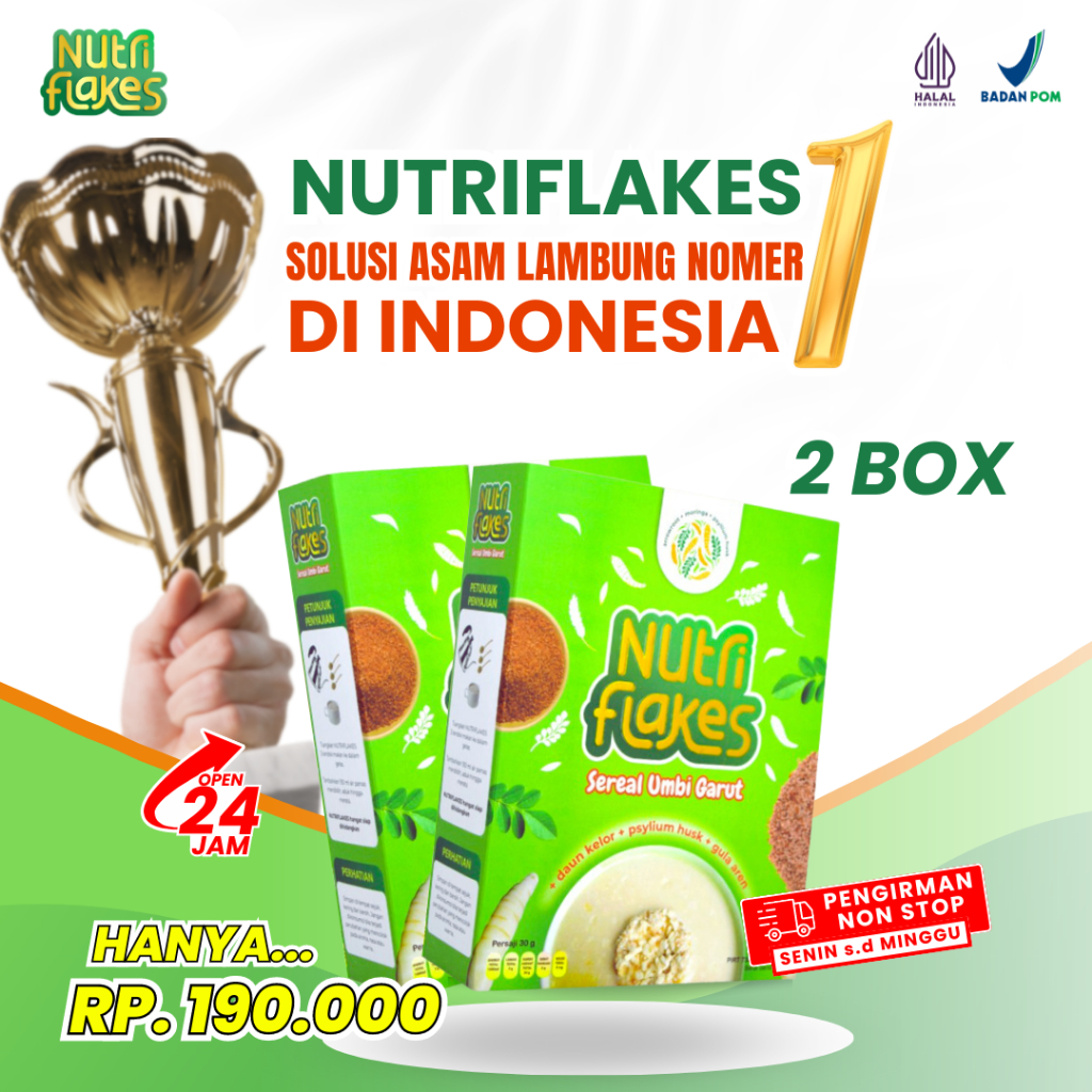 

2 Box Nutriflakes Umbi Garut Atasi Asam lambung dan Maag