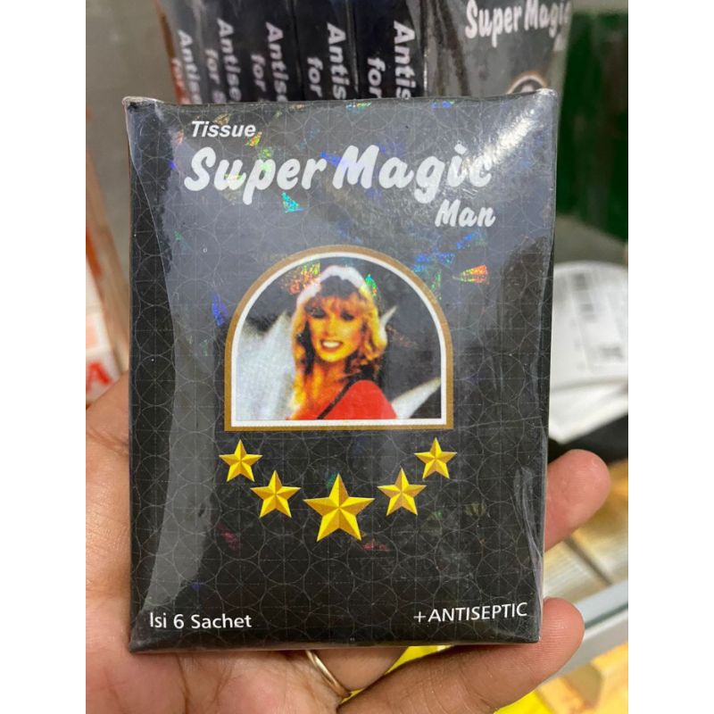 tissue magic man 1 box (6 sachet) tisu magic antiseptik dijamin ORIGINAL / ASLI